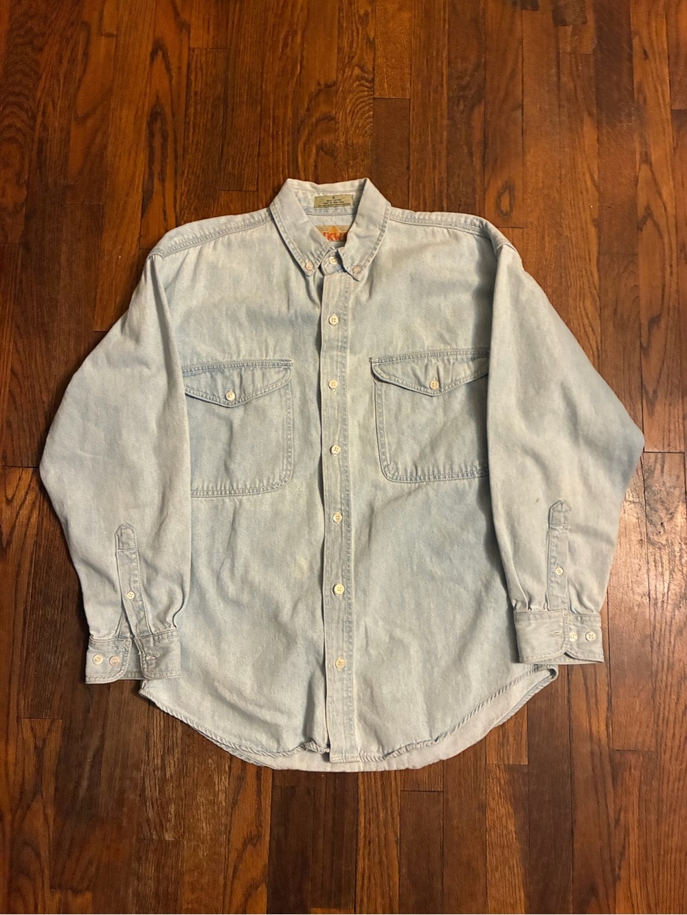 Vintage anchor blue workwear denim shirt size small